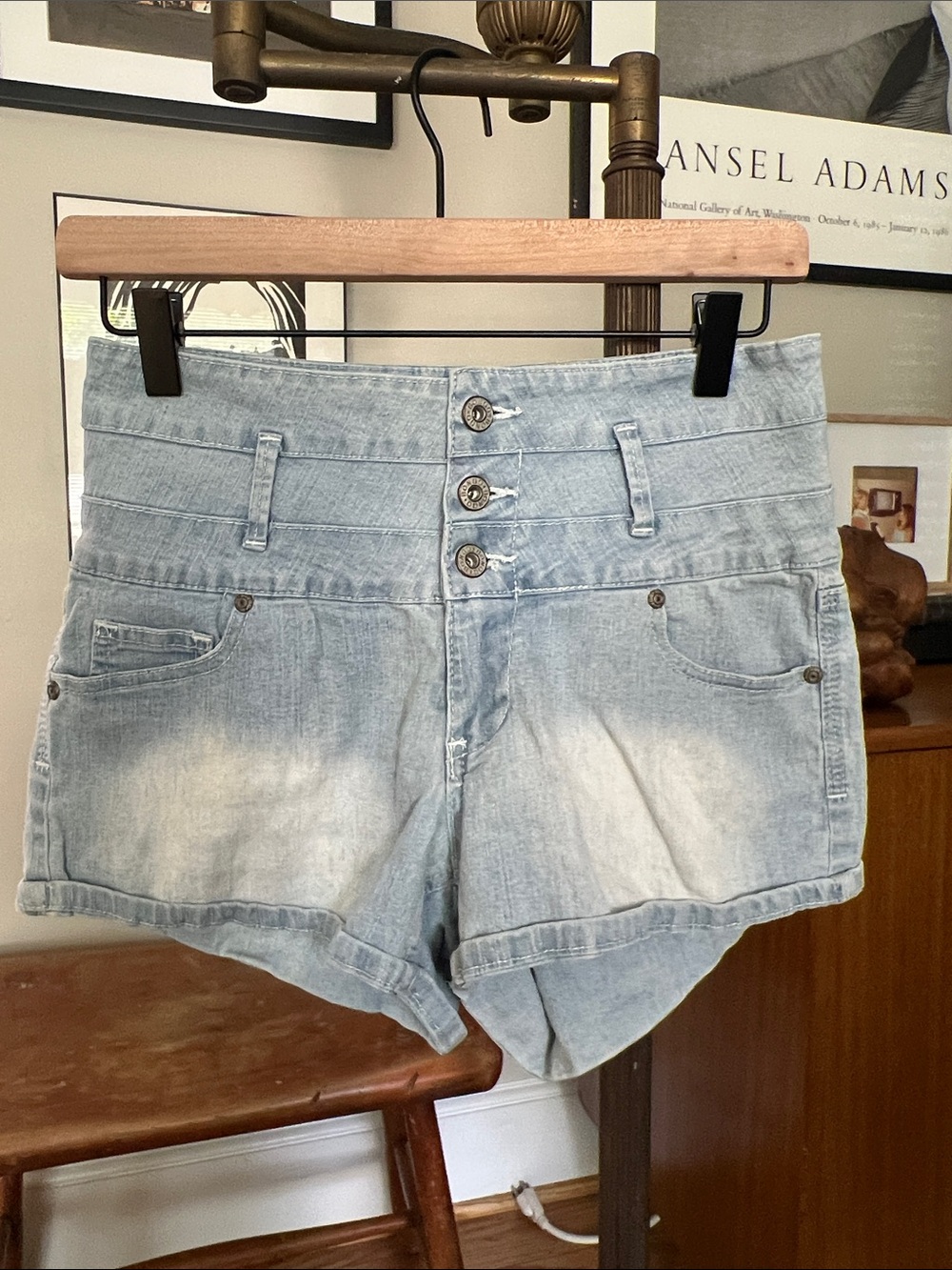 BONGO Light Blue High-Rise Denim Shorts